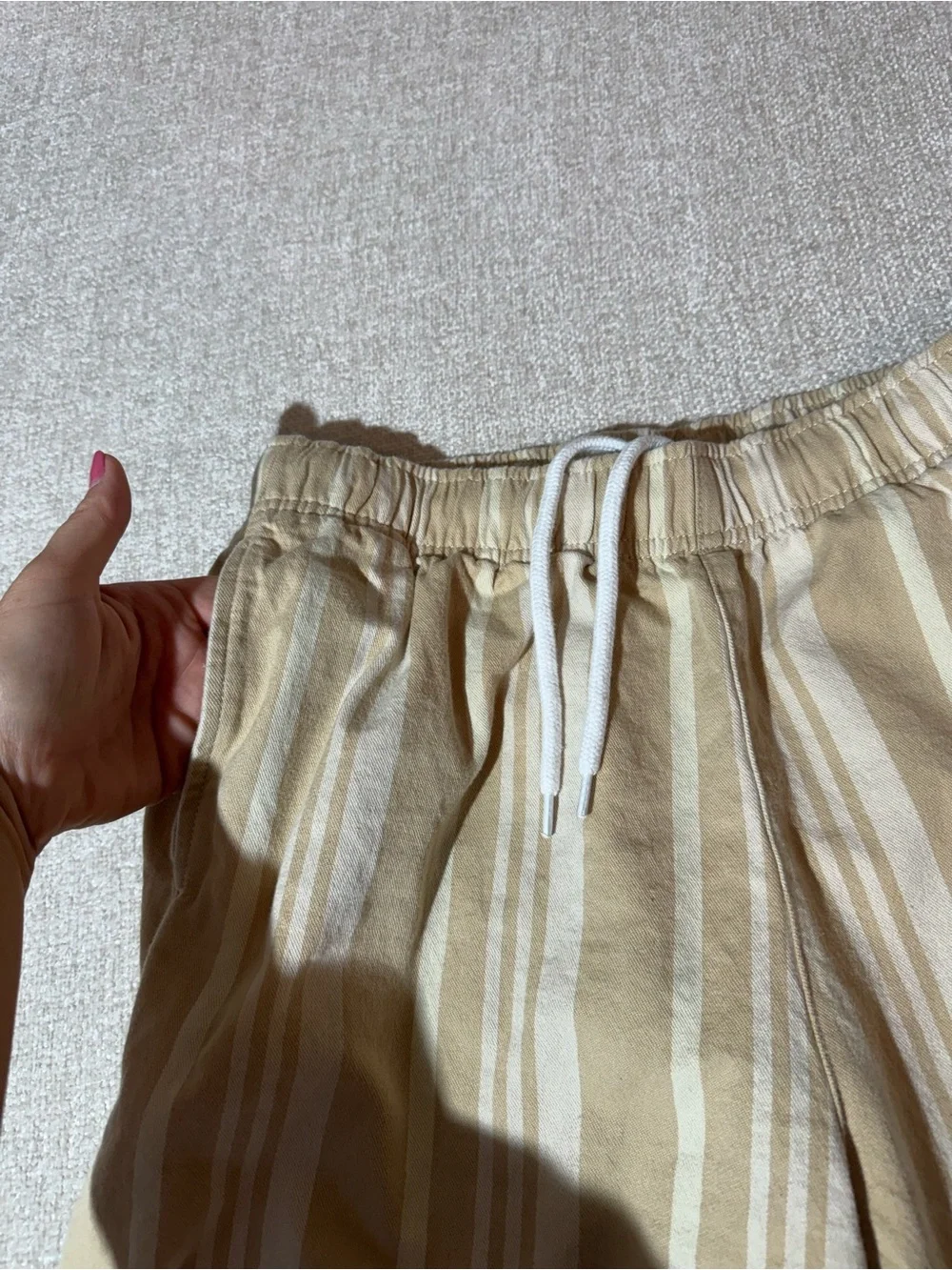 Urban Outfitters Striped Pull On Beach Pants Tan Small